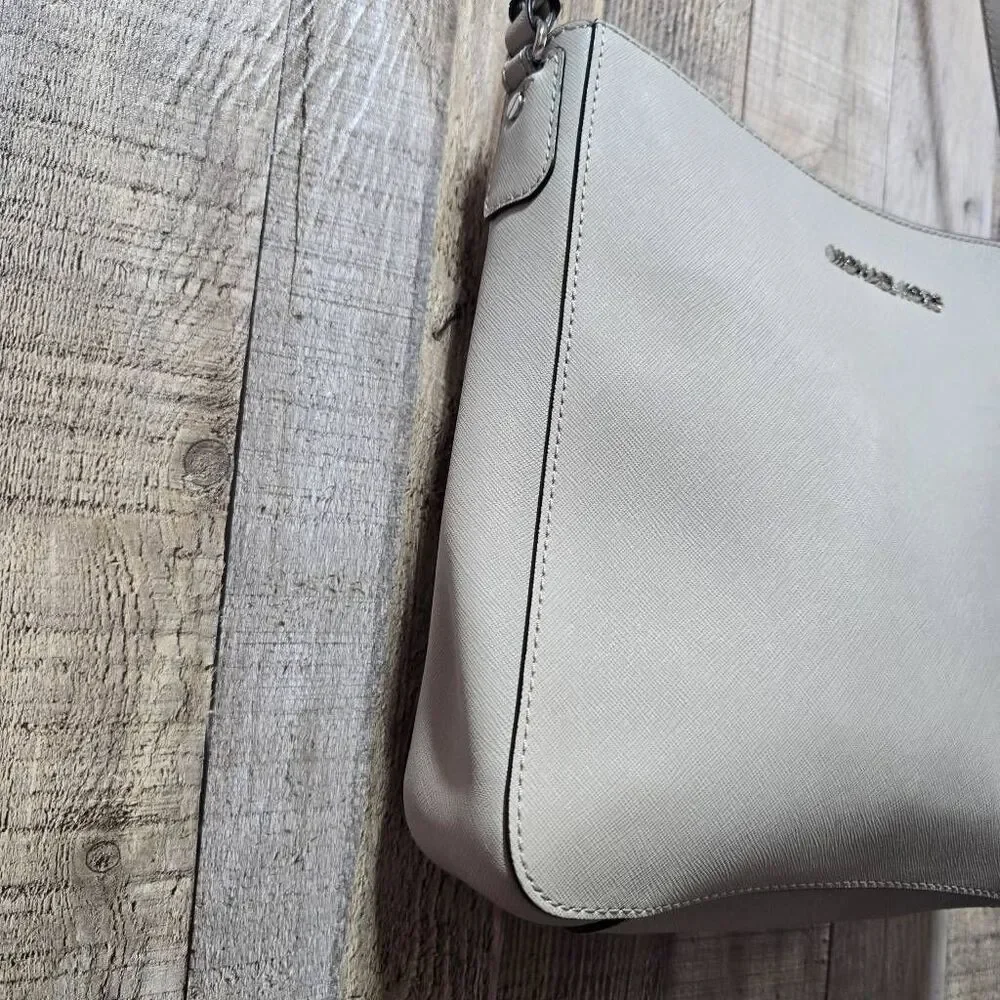 Michael Kors Jet Set Large Saffiano Leather Messenger Bag Grey Crossbody